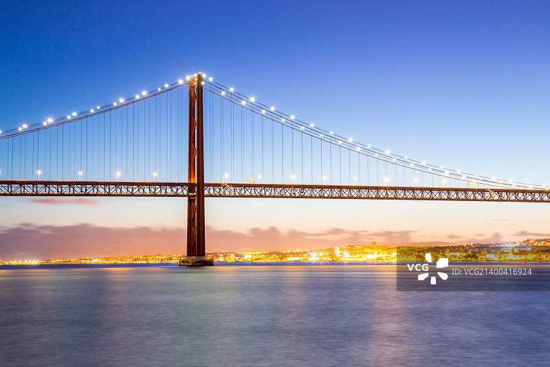 里斯本城市景观与4月25日大桥，葡萄牙图片素材