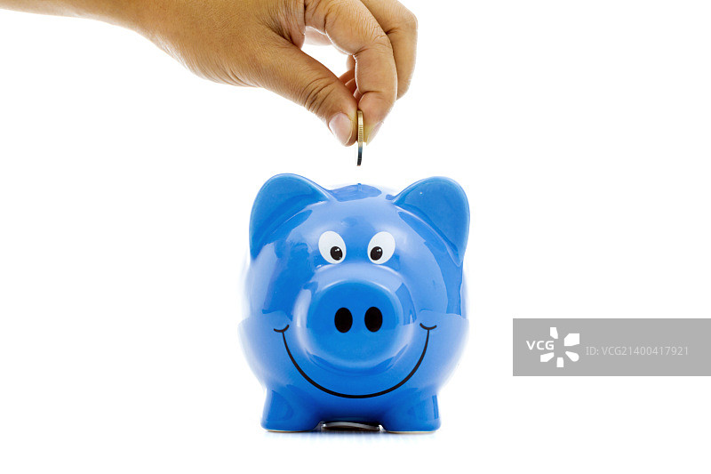 蓝色存钱罐储蓄图片素材