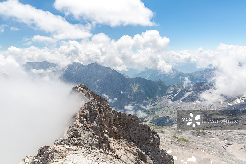 从德国楚格峰顶看到的阿尔卑斯山风光图片素材
