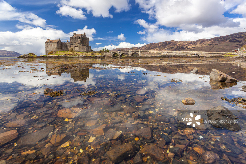 苏格兰高地艾琳多南城堡的倒影图片素材