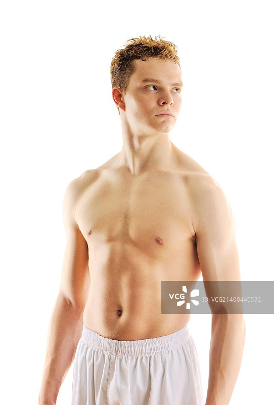白色背景上的健壮男子图片素材