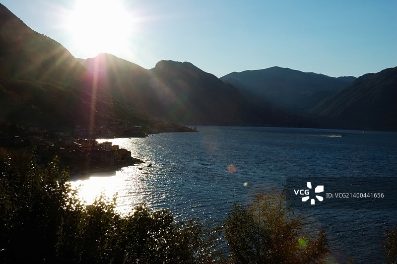 秋季科莫湖的湖泊景观图片素材