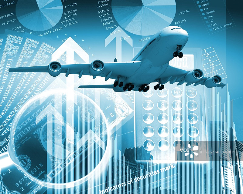 商务背景下的飞机照片图片素材