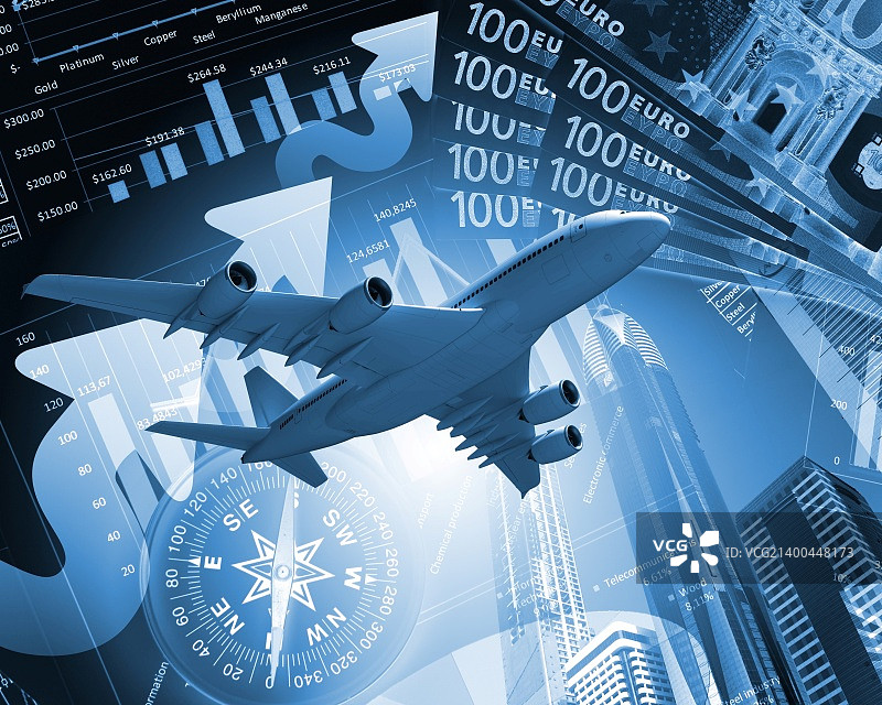 商务背景下的飞机照片图片素材