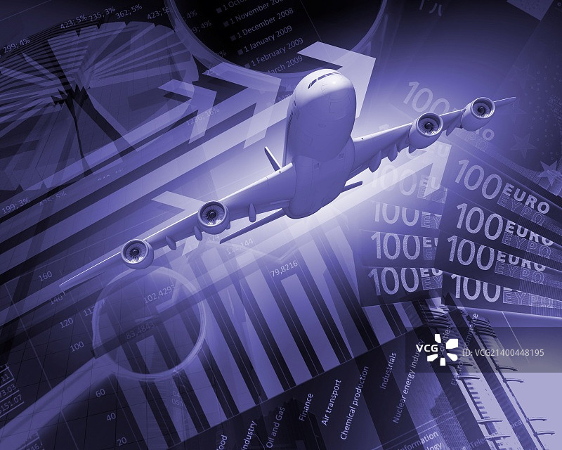 商务背景下的飞机照片图片素材
