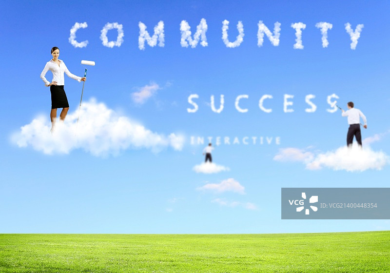 商业主题拼贴与商务人士图片素材