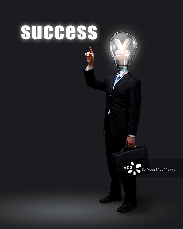 灯泡与商务人士，商业创意象征图片素材