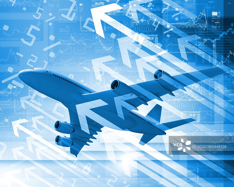 商务背景下的飞机照片图片素材