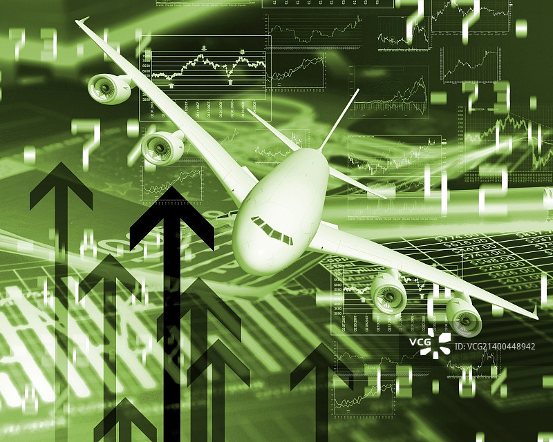 商务背景下的飞机照片图片素材