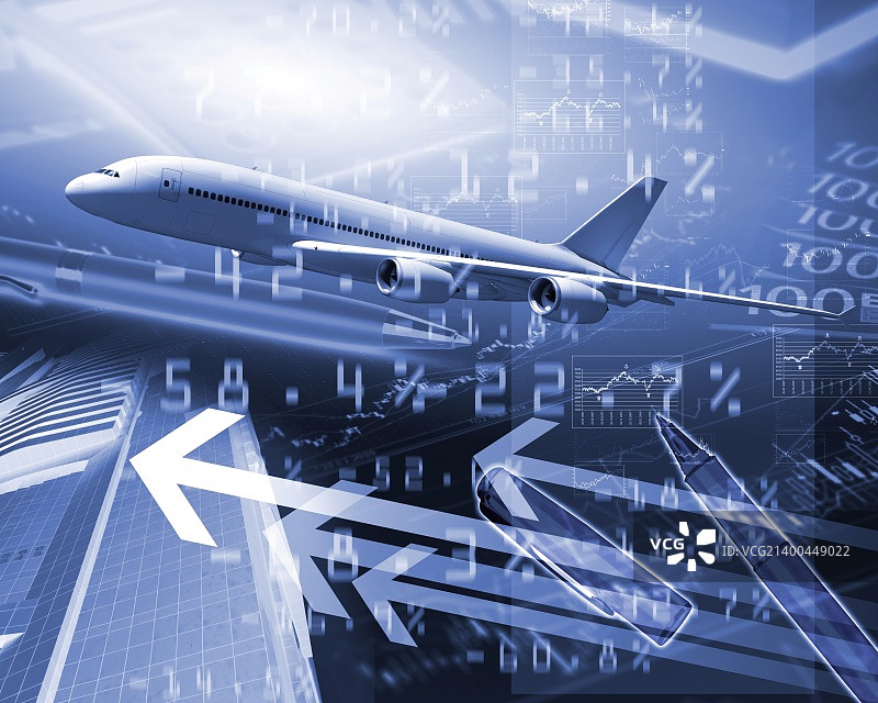 商务背景下的飞机照片图片素材