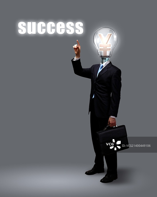 灯泡与商务人士，商业创意象征图片素材