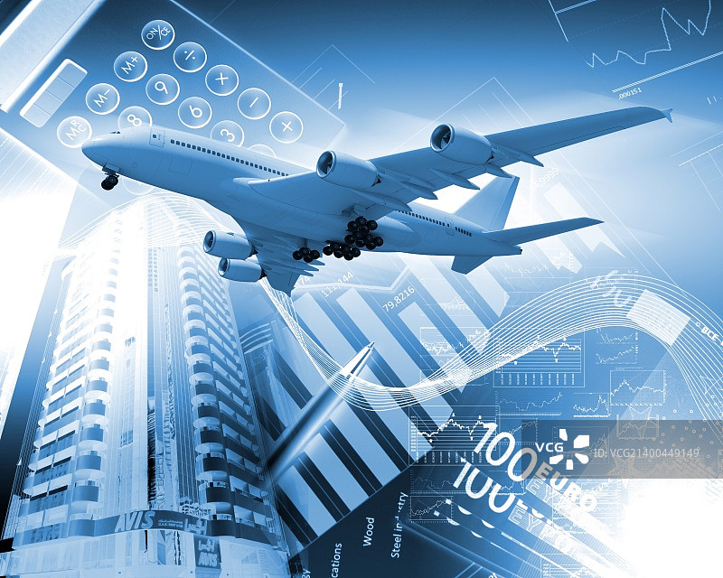 商务背景下的飞机照片图片素材