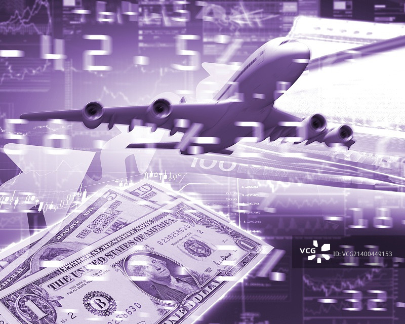 商务背景下的飞机照片图片素材