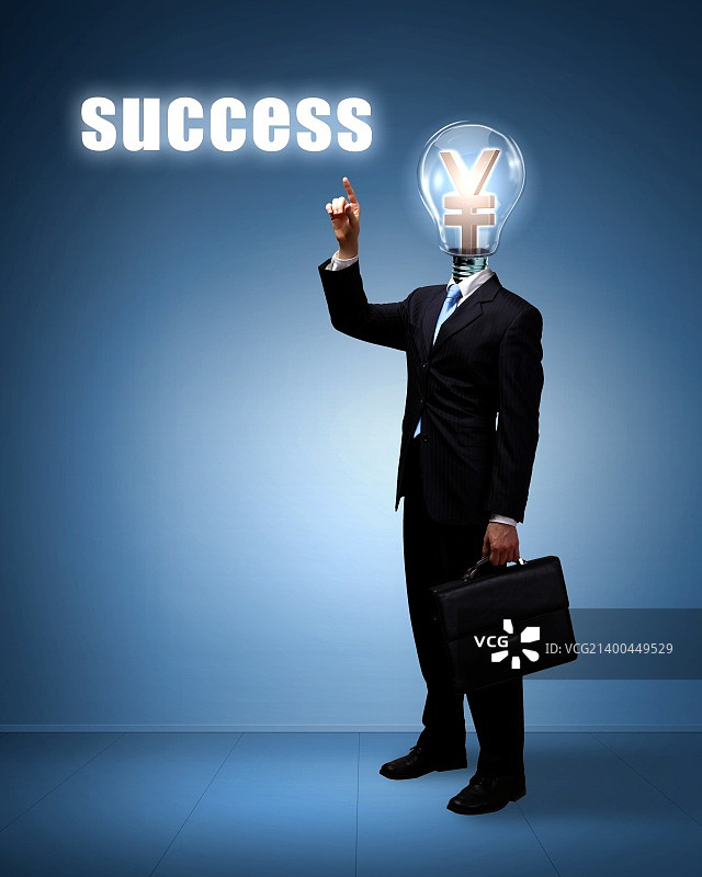 灯泡与商务人士，商业创意象征图片素材