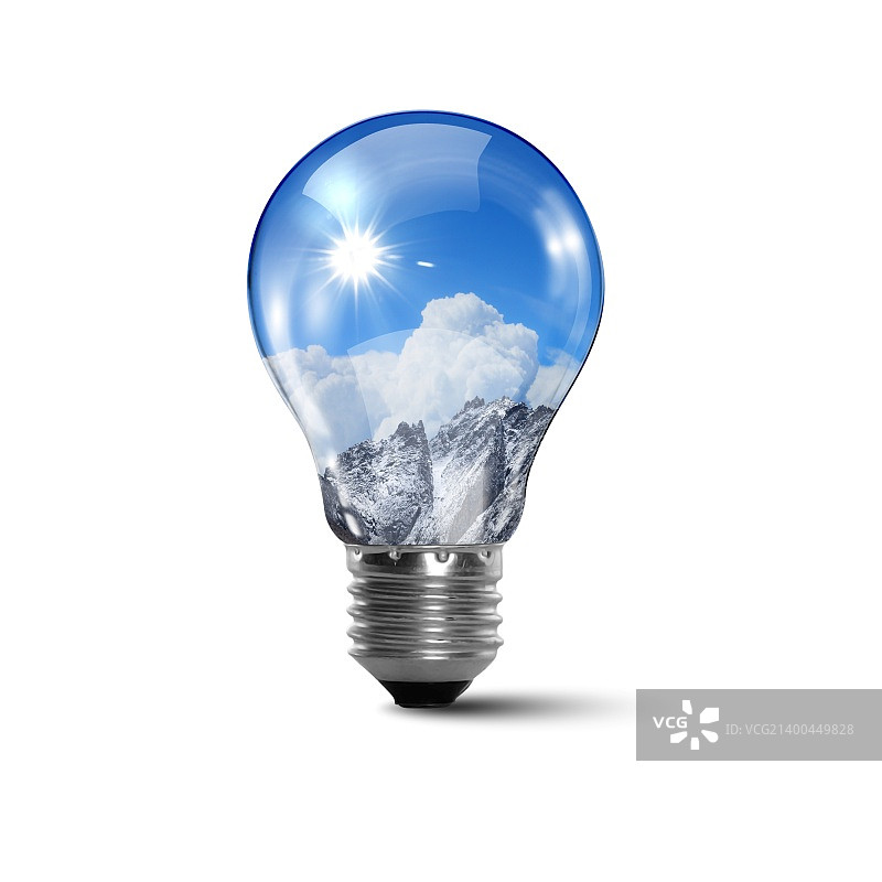 一个内部拥有干净安全自然环境的灯泡概念插画图片素材