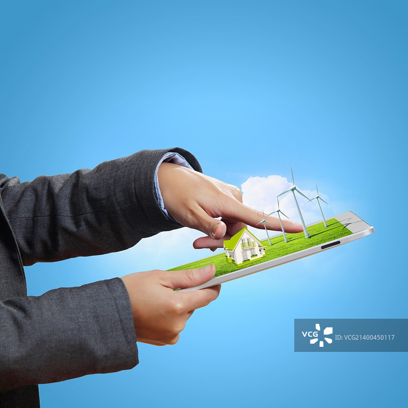 用于生态保护的现代绿色科技插画图片素材