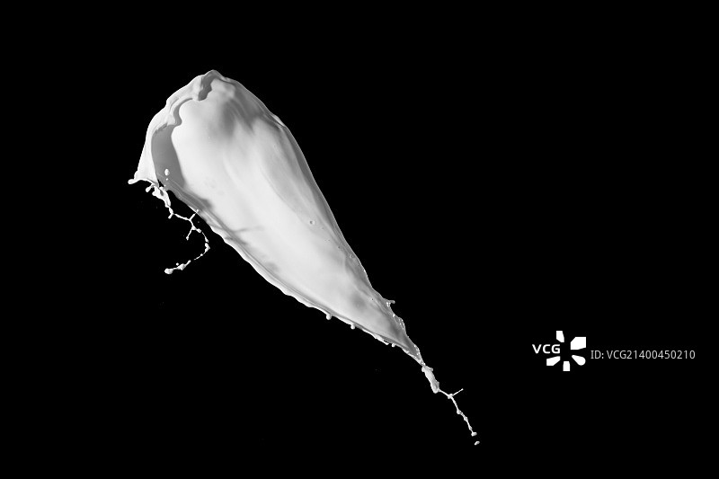 白色牛奶飞溅，黑色背景图片素材