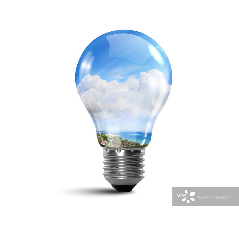 一个内部拥有干净安全自然环境的灯泡概念插画图片素材