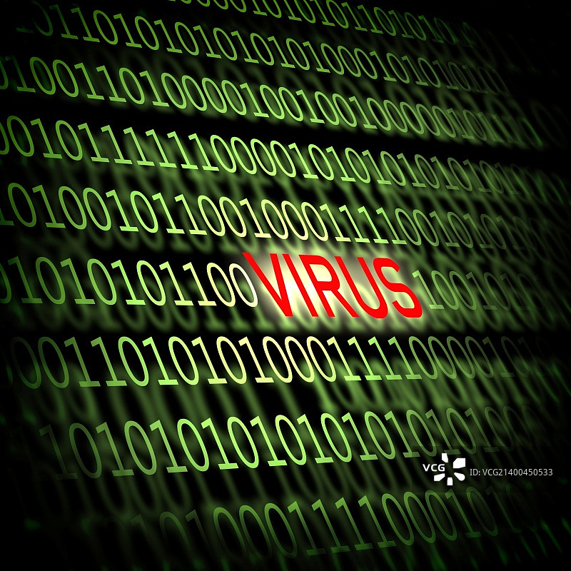 带有“Virus”文字的电脑病毒检测符号图片素材