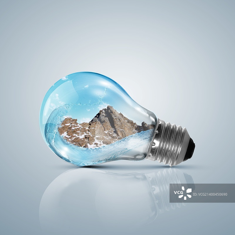生态环保灯泡：清洁能源概念插画图片素材