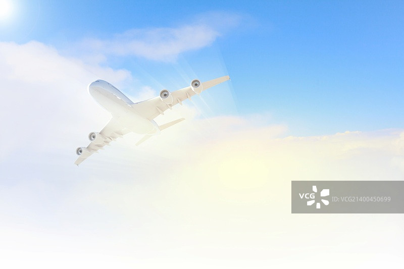 在多云天空飞行的飞机图片素材