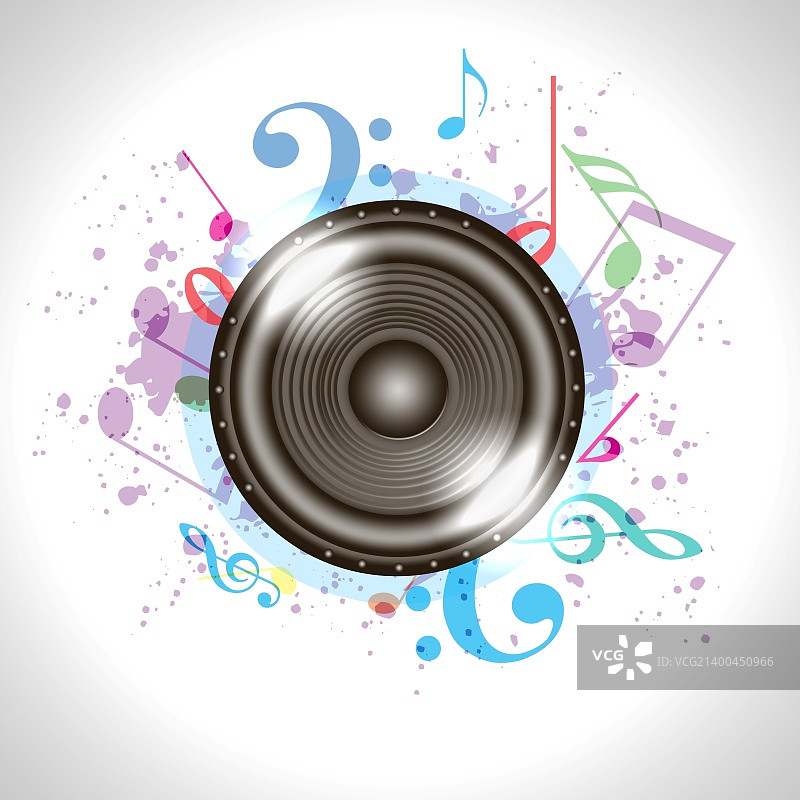 彩色背景下的音乐扬声器图片素材