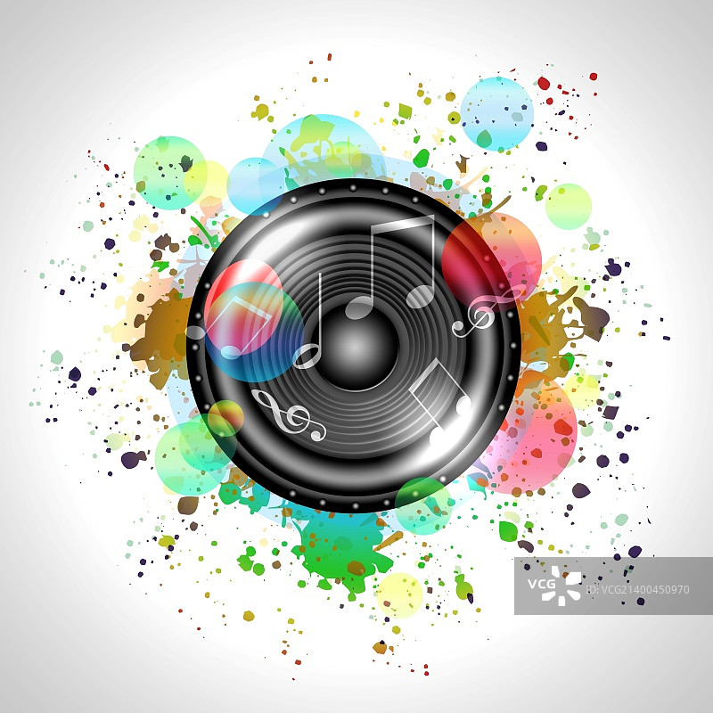 彩色背景下的音乐扬声器图片素材