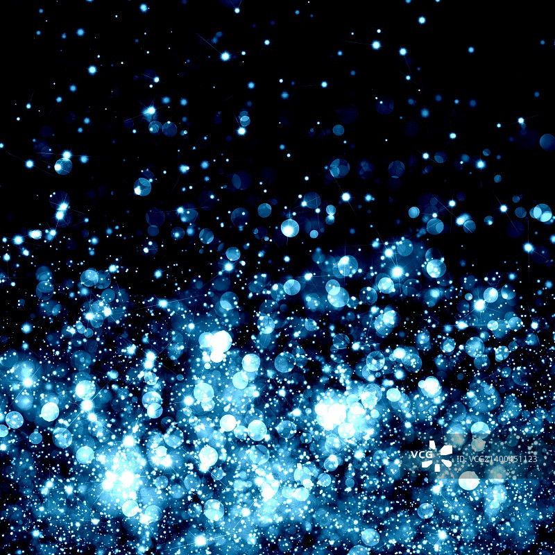 蓝色散景抽象光背景。插画图片素材