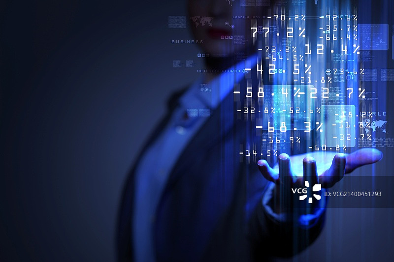 女商人手发出金融符号图片素材