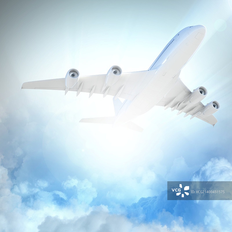 在多云天空飞行的飞机图片素材