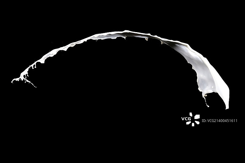 白色牛奶飞溅，黑色背景图片素材