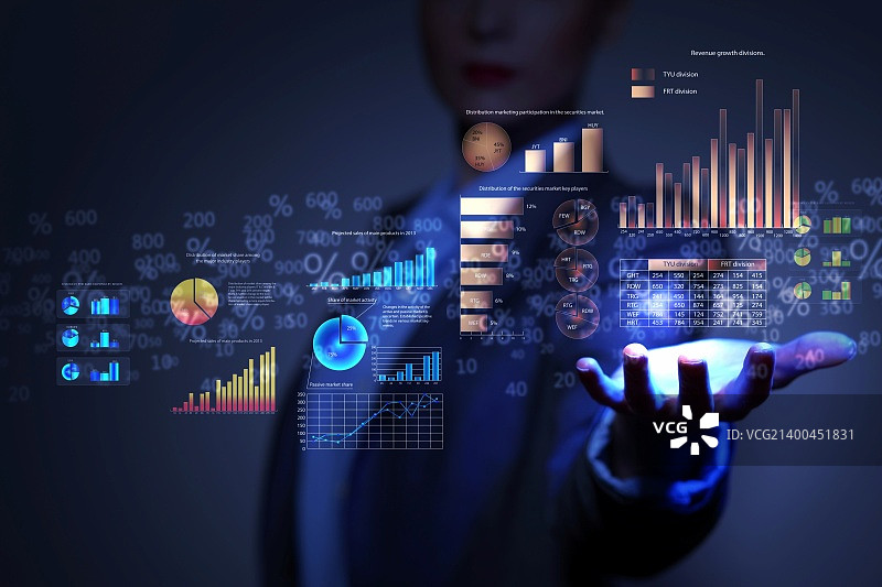 女商人手发出金融符号图片素材