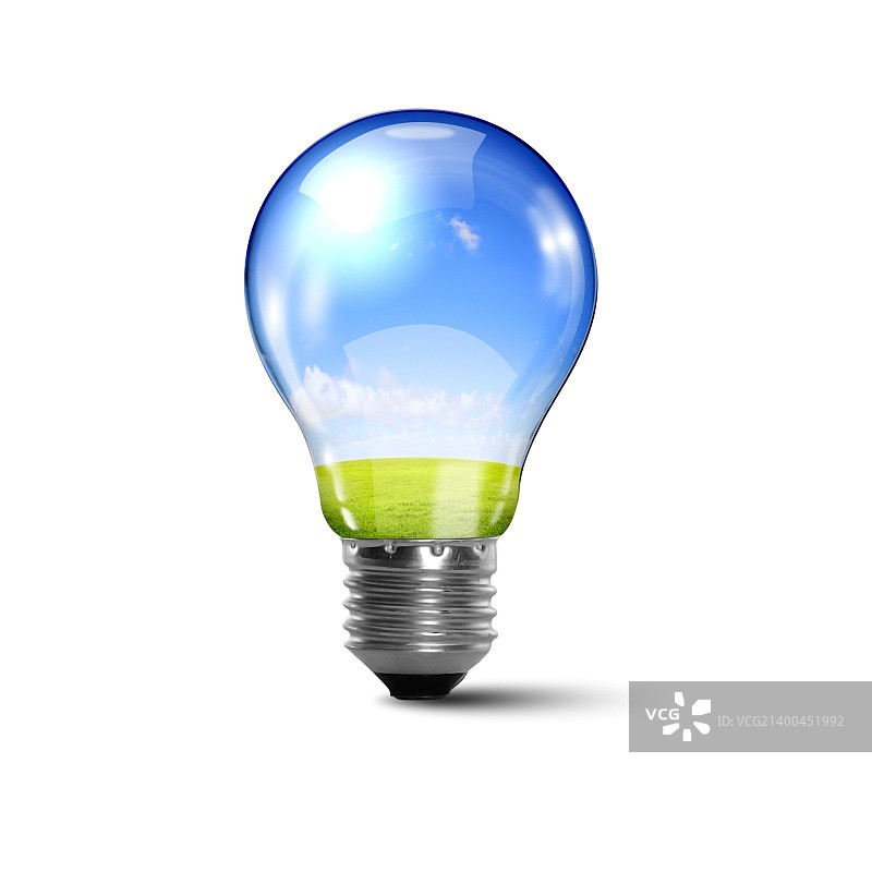 一个内部拥有干净安全自然环境的灯泡概念插画图片素材