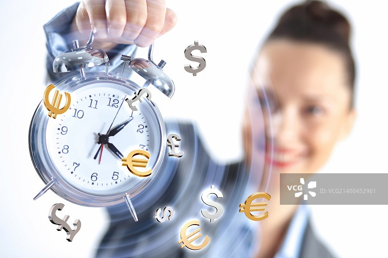 商务人士手持时钟的时间概念插画图片素材
