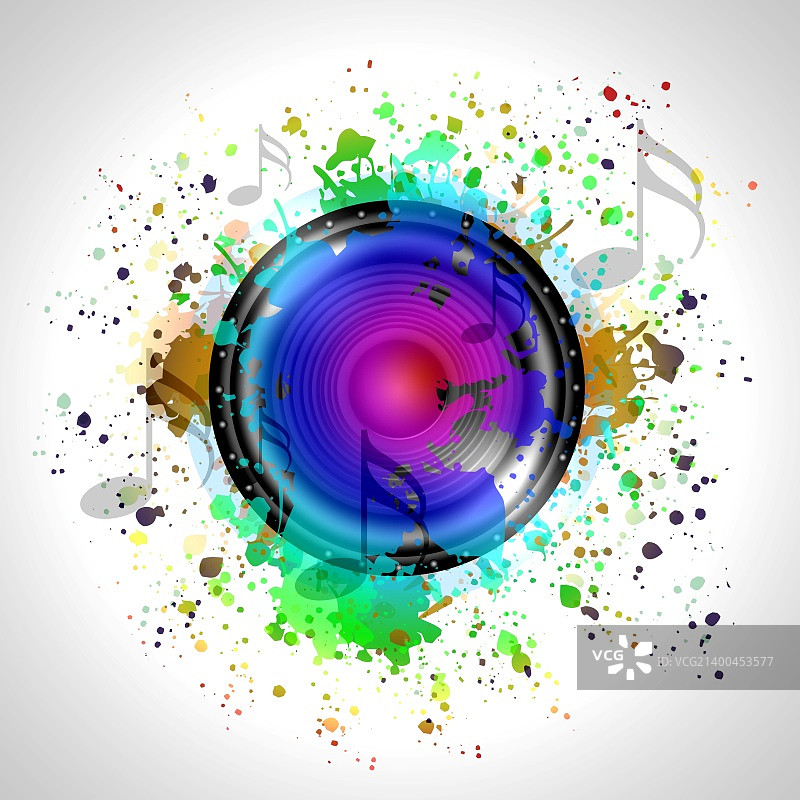 彩色背景下的音乐扬声器图片素材