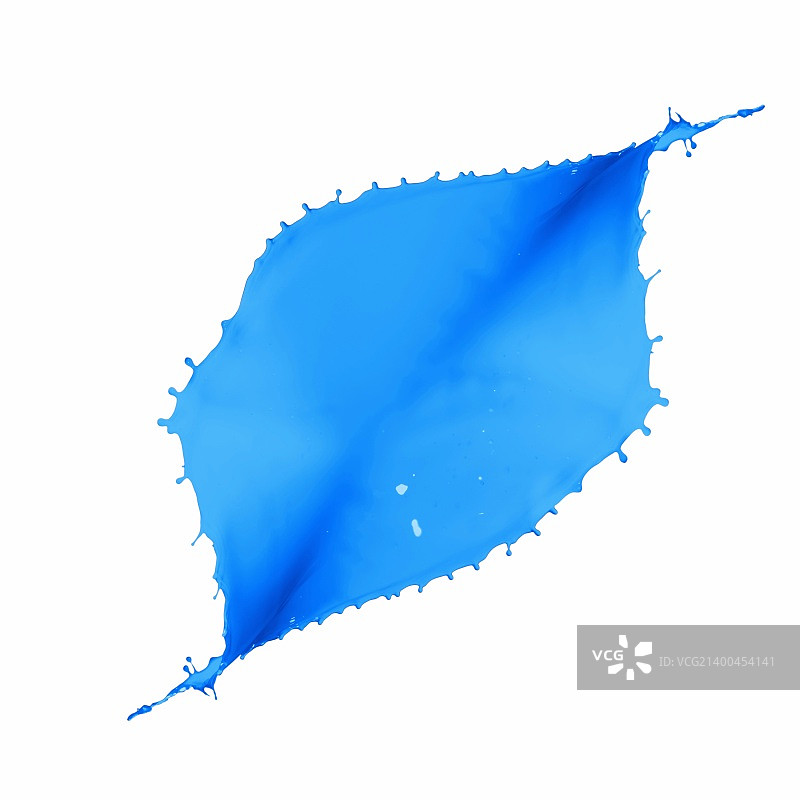 白色背景上的亮蓝色油漆飞溅图片素材