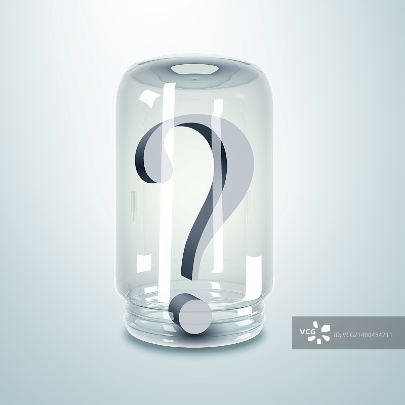 玻璃罐里的灰色问号图片素材