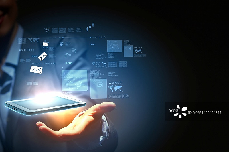 现代无线技术和社交媒体插图图片素材