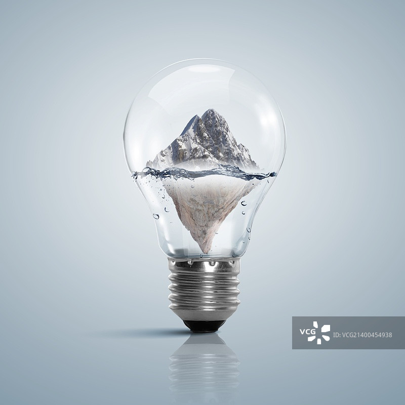 生态环保灯泡：清洁能源概念插画图片素材