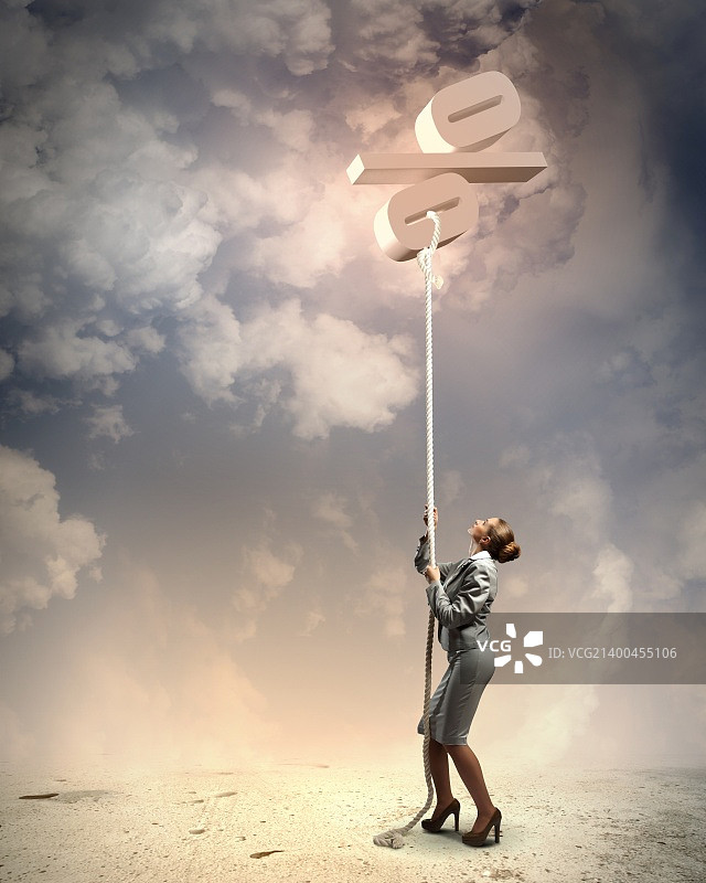 攀绳商业女性与百分比符号图片图片素材