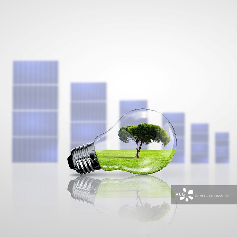 绿色能源标志：生态概念，灯泡图片素材