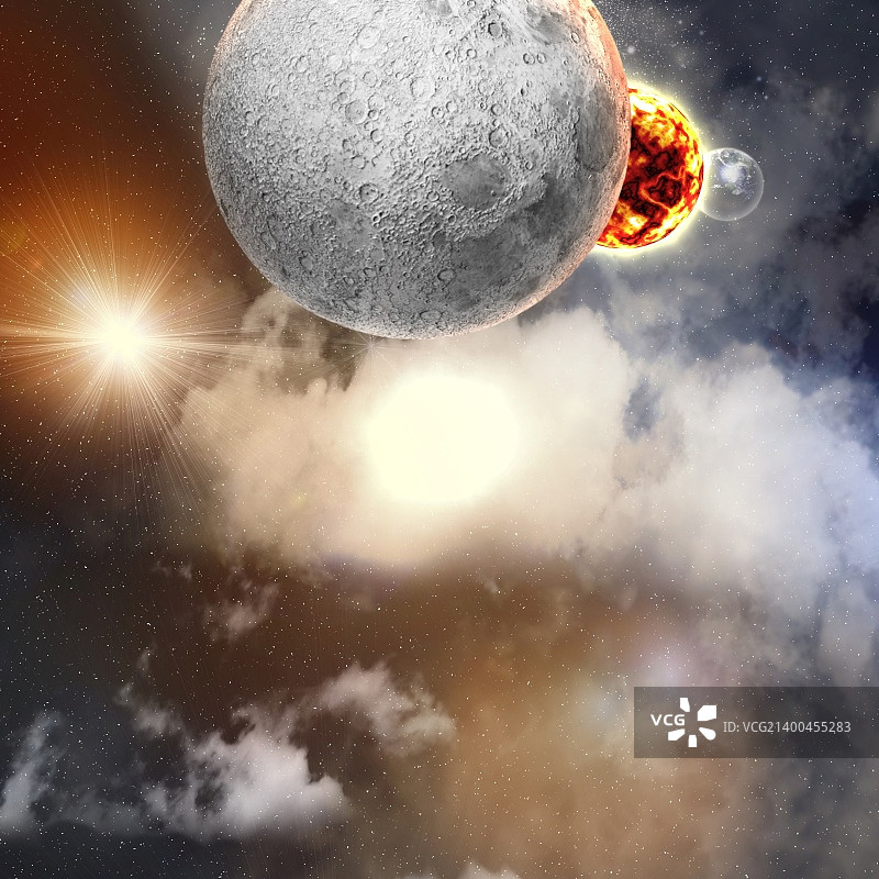 奇幻太空中行星图片素材