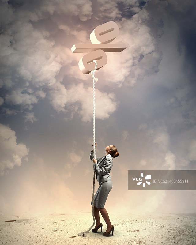 攀绳商业女性与百分比符号图片图片素材