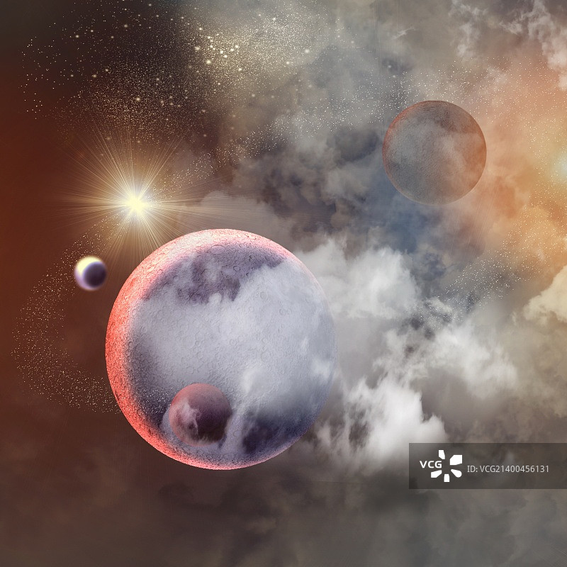 奇幻太空中行星图片素材