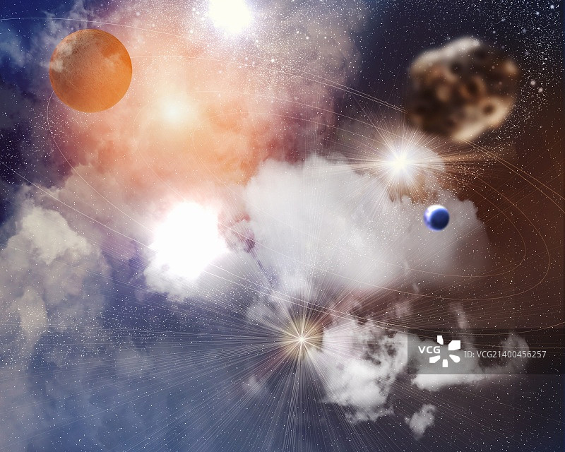奇幻太空中行星图片素材
