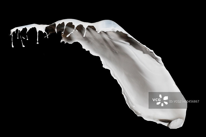 白色牛奶飞溅，黑色背景图片素材