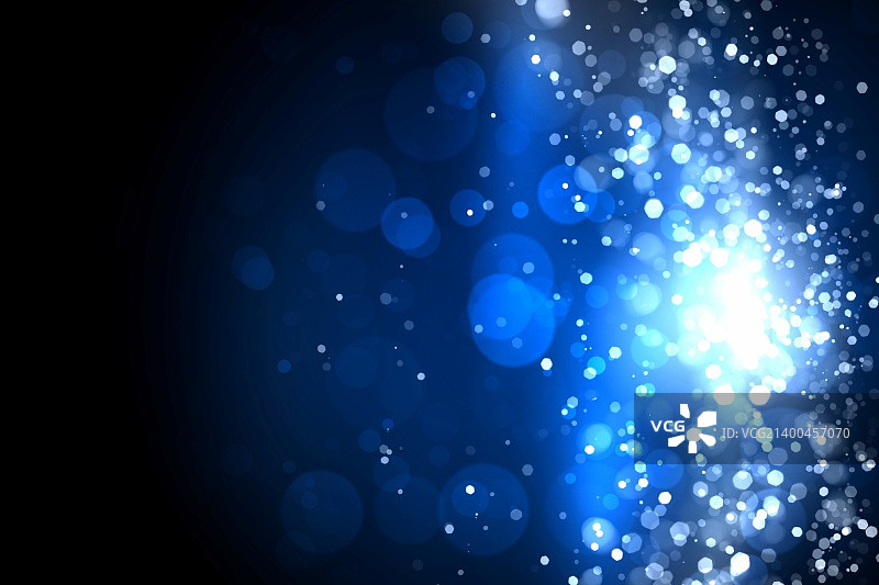 蓝色散景抽象光背景。插画图片素材