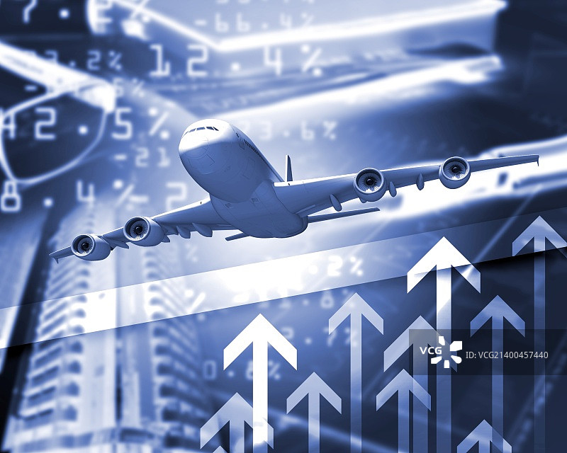 商务背景下的飞机照片图片素材