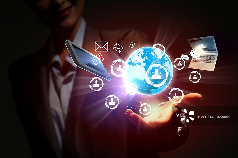 带电脑设备的现代无线技术图图片素材