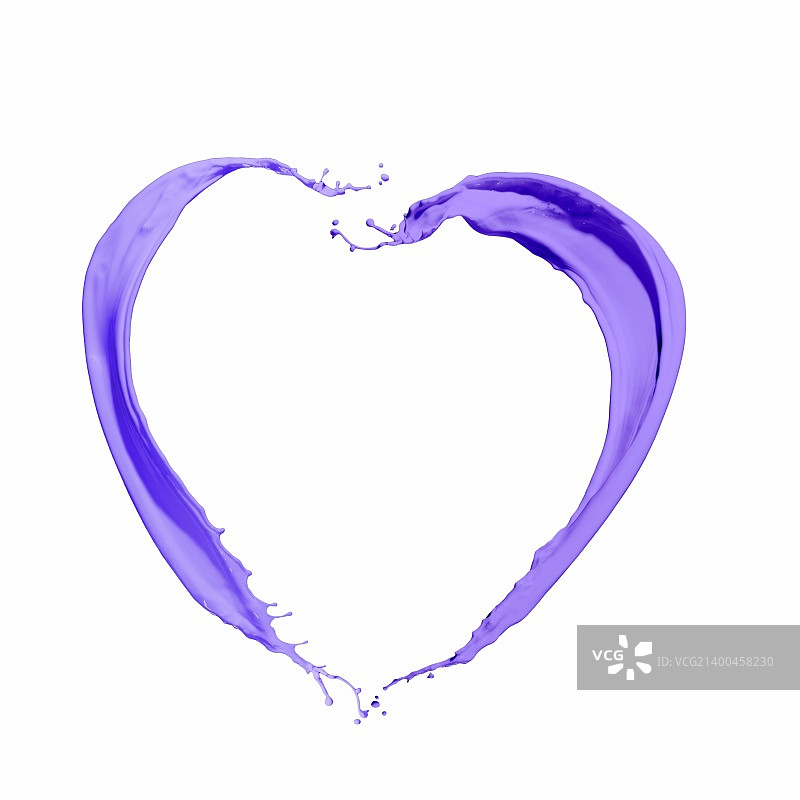 白色背景上的亮紫色油漆飞溅图片素材